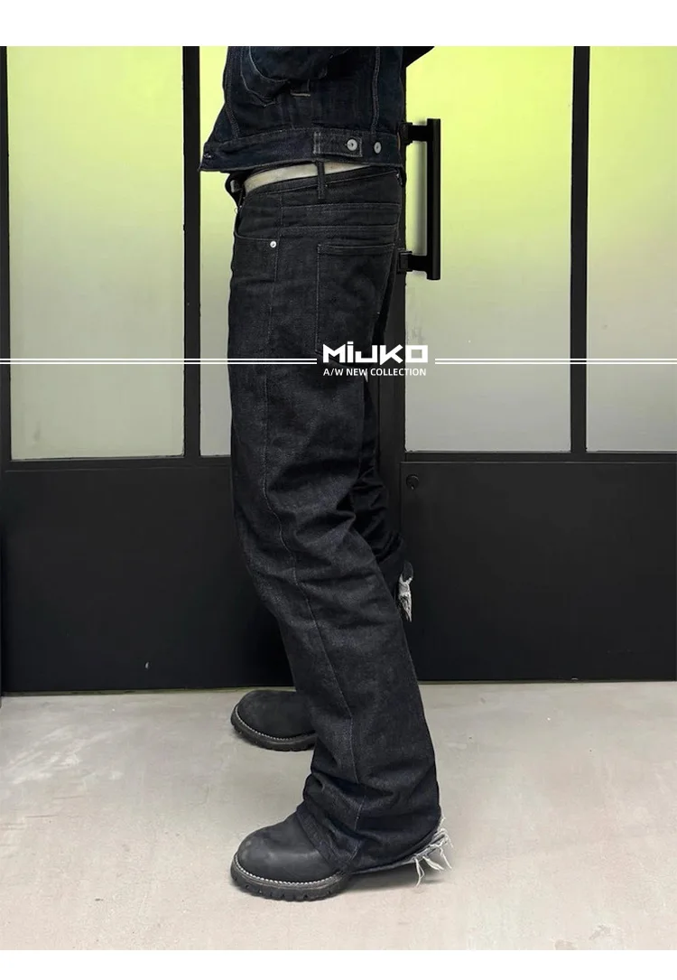 MIJKO BootCut Original Jeans Wide Leg Trousers Straight Button Design ZJ124