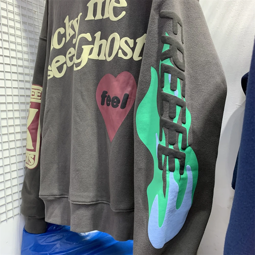 Vintage CPFM Kids See Ghosts FREEEE Hoodie Men Women Puff Print Sweatshirts Oversize Pullovers Hooded