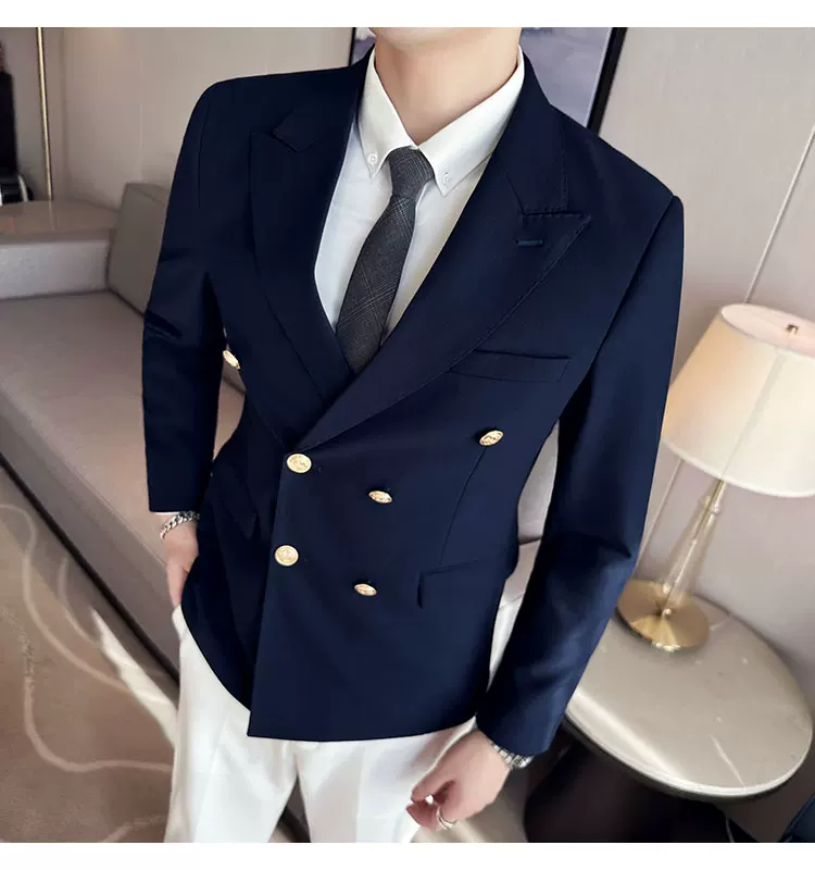 2023 Classic Luxury Mens Double Breasted Suit Jacket Groom Wedding Tuxedos Business Casual Blazer Social Club Outfits Suit Coat