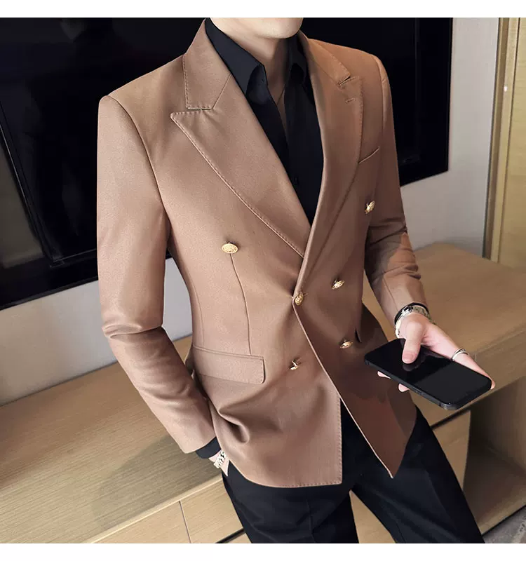 2023 Classic Luxury Mens Double Breasted Suit Jacket Groom Wedding Tuxedos Business Casual Blazer Social Club Outfits Suit Coat