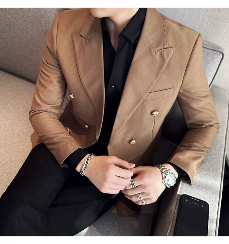 2023 Classic Luxury Mens Double Breasted Suit Jacket Groom Wedding Tuxedos Business Casual Blazer Social Club Outfits Suit Coat
