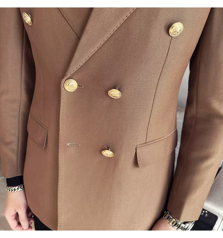 2023 Classic Luxury Mens Double Breasted Suit Jacket Groom Wedding Tuxedos Business Casual Blazer Social Club Outfits Suit Coat