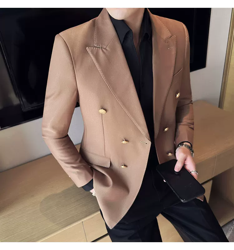 2023 Classic Luxury Mens Double Breasted Suit Jacket Groom Wedding Tuxedos Business Casual Blazer Social Club Outfits Suit Coat