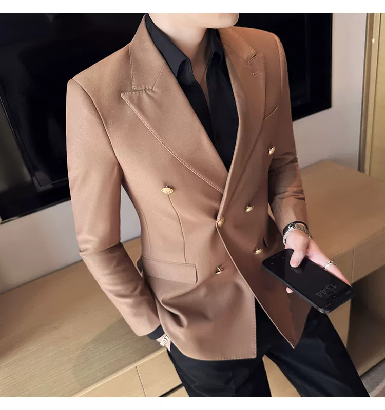 2023 Classic Luxury Mens Double Breasted Suit Jacket Groom Wedding Tuxedos Business Casual Blazer Social Club Outfits Suit Coat