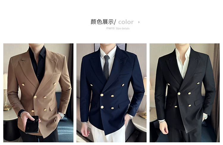 2023 Classic Luxury Mens Double Breasted Suit Jacket Groom Wedding Tuxedos Business Casual Blazer Social Club Outfits Suit Coat