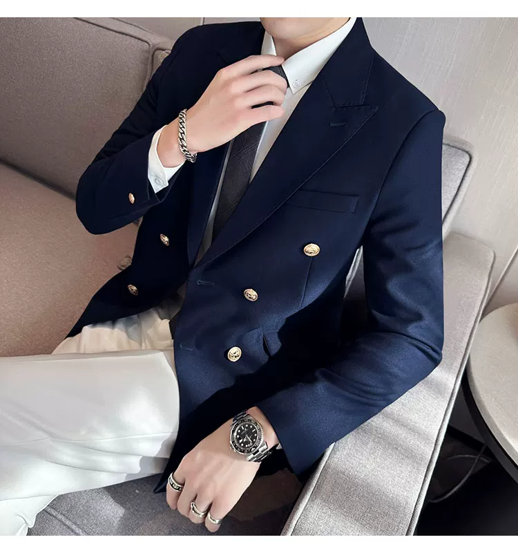 2023 Classic Luxury Mens Double Breasted Suit Jacket Groom Wedding Tuxedos Business Casual Blazer Social Club Outfits Suit Coat