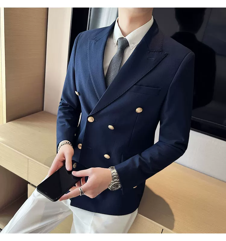 2023 Classic Luxury Mens Double Breasted Suit Jacket Groom Wedding Tuxedos Business Casual Blazer Social Club Outfits Suit Coat