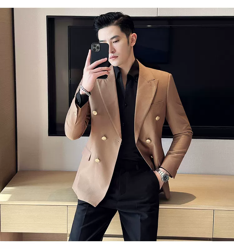 2023 Classic Luxury Mens Double Breasted Suit Jacket Groom Wedding Tuxedos Business Casual Blazer Social Club Outfits Suit Coat