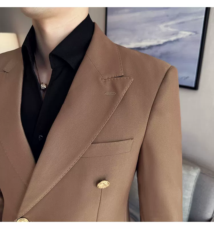 2023 Classic Luxury Mens Double Breasted Suit Jacket Groom Wedding Tuxedos Business Casual Blazer Social Club Outfits Suit Coat