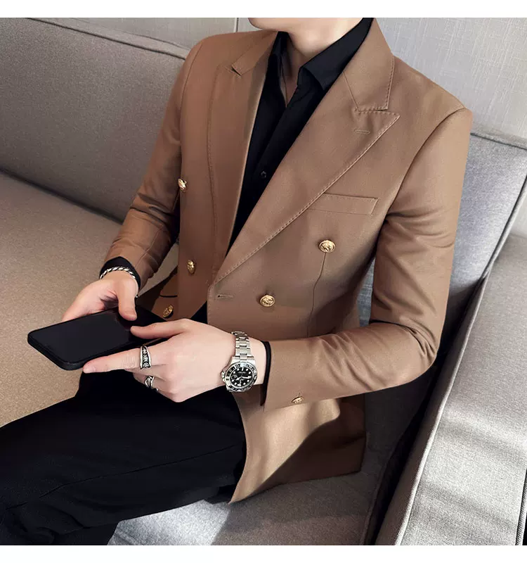 2023 Classic Luxury Mens Double Breasted Suit Jacket Groom Wedding Tuxedos Business Casual Blazer Social Club Outfits Suit Coat