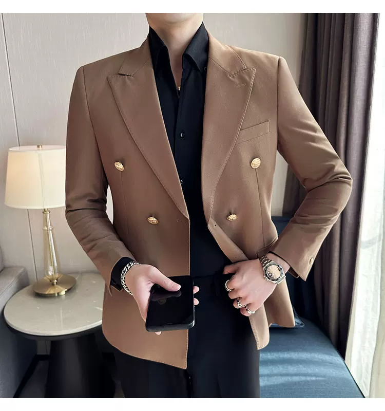 2023 Classic Luxury Mens Double Breasted Suit Jacket Groom Wedding Tuxedos Business Casual Blazer Social Club Outfits Suit Coat