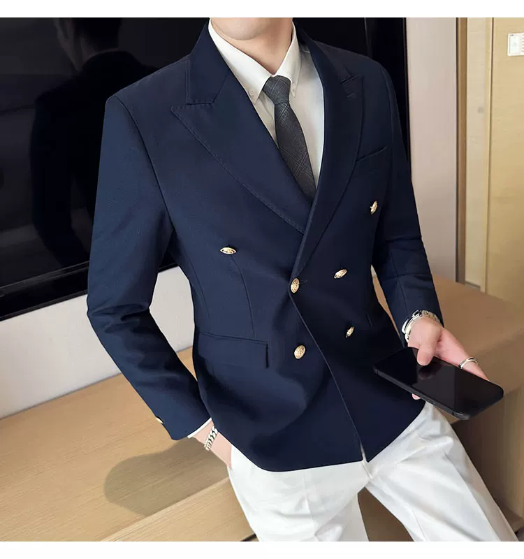 2023 Classic Luxury Mens Double Breasted Suit Jacket Groom Wedding Tuxedos Business Casual Blazer Social Club Outfits Suit Coat