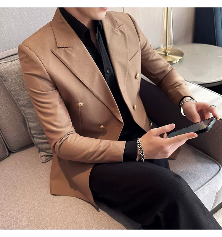 2023 Classic Luxury Mens Double Breasted Suit Jacket Groom Wedding Tuxedos Business Casual Blazer Social Club Outfits Suit Coat
