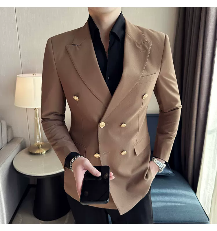 2023 Classic Luxury Mens Double Breasted Suit Jacket Groom Wedding Tuxedos Business Casual Blazer Social Club Outfits Suit Coat