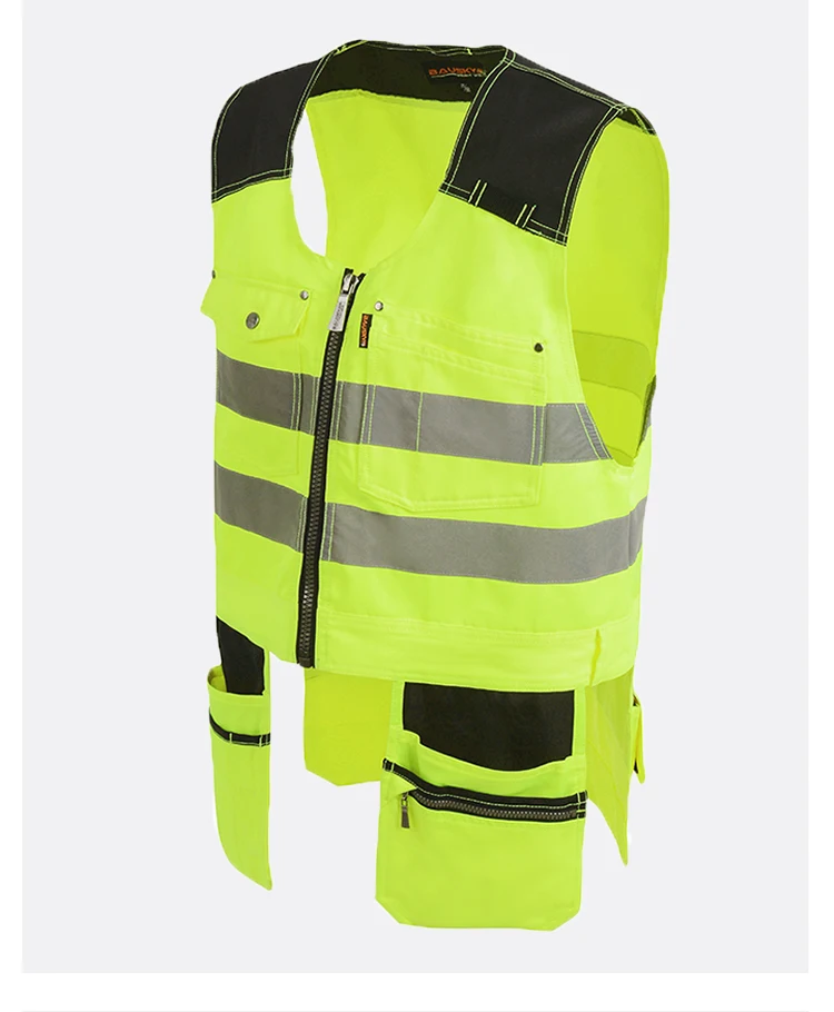 Bauskydd High Quality Men Male Female Outdoor Workwear Mens Work Vests Multifunction Tool Multi Pockets Vests Blue/Grey