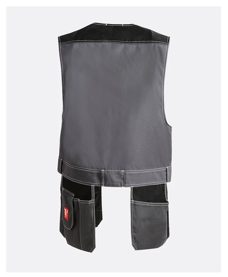 Bauskydd High Quality Men Male Female Outdoor Workwear Mens Work Vests Multifunction Tool Multi Pockets Vests Blue/Grey