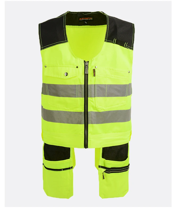 Bauskydd High Quality Men Male Female Outdoor Workwear Mens Work Vests Multifunction Tool Multi Pockets Vests Blue/Grey