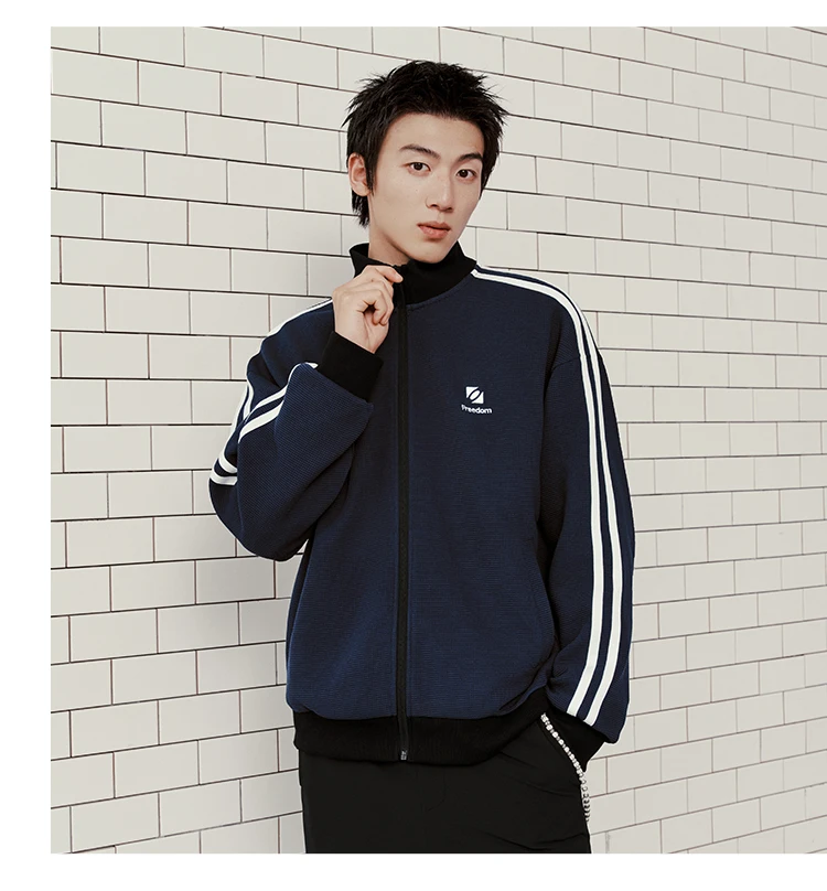 Semir Men Jacket Track Stripe Colorblock Letter Embroidery Loose Stand Collar Casual Autumn Outerwear Daily Wear 2026
