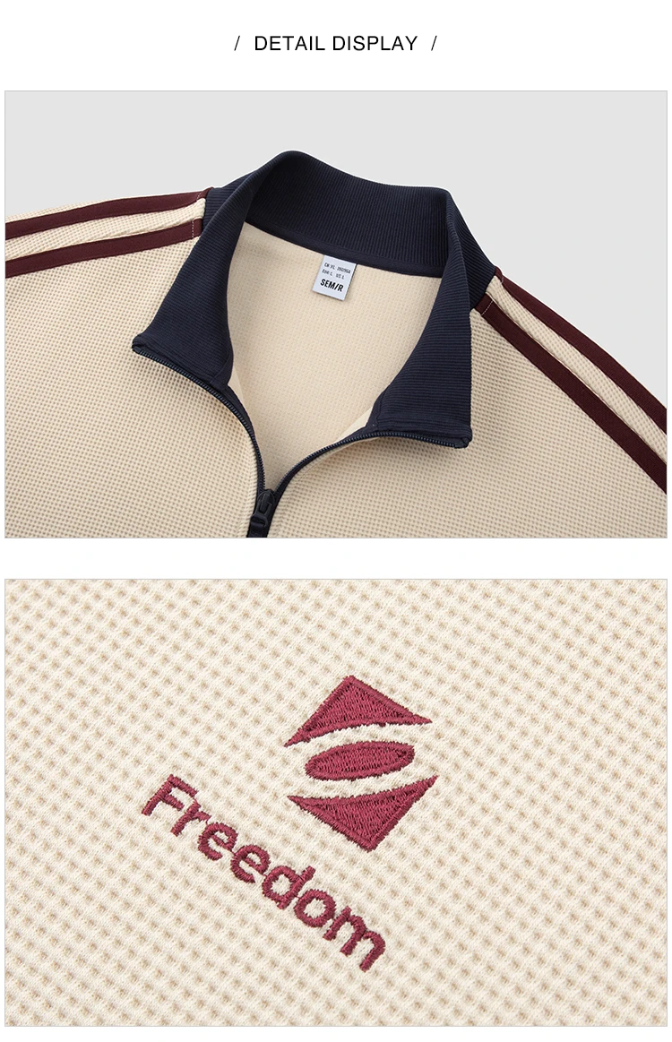 Semir Men Jacket Track Stripe Colorblock Letter Embroidery Loose Stand Collar Casual Autumn Outerwear Daily Wear 2026