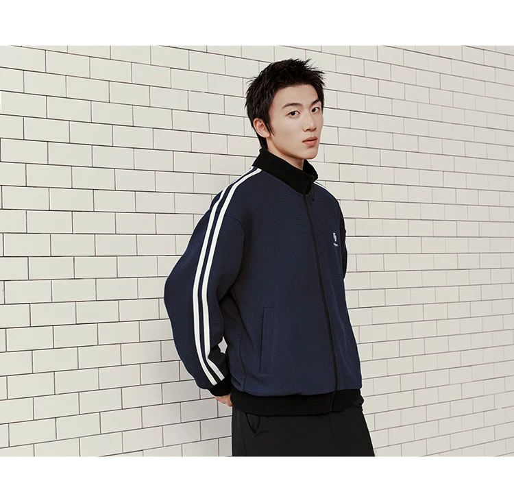 Semir Men Jacket Track Stripe Colorblock Letter Embroidery Loose Stand Collar Casual Autumn Outerwear Daily Wear 2026