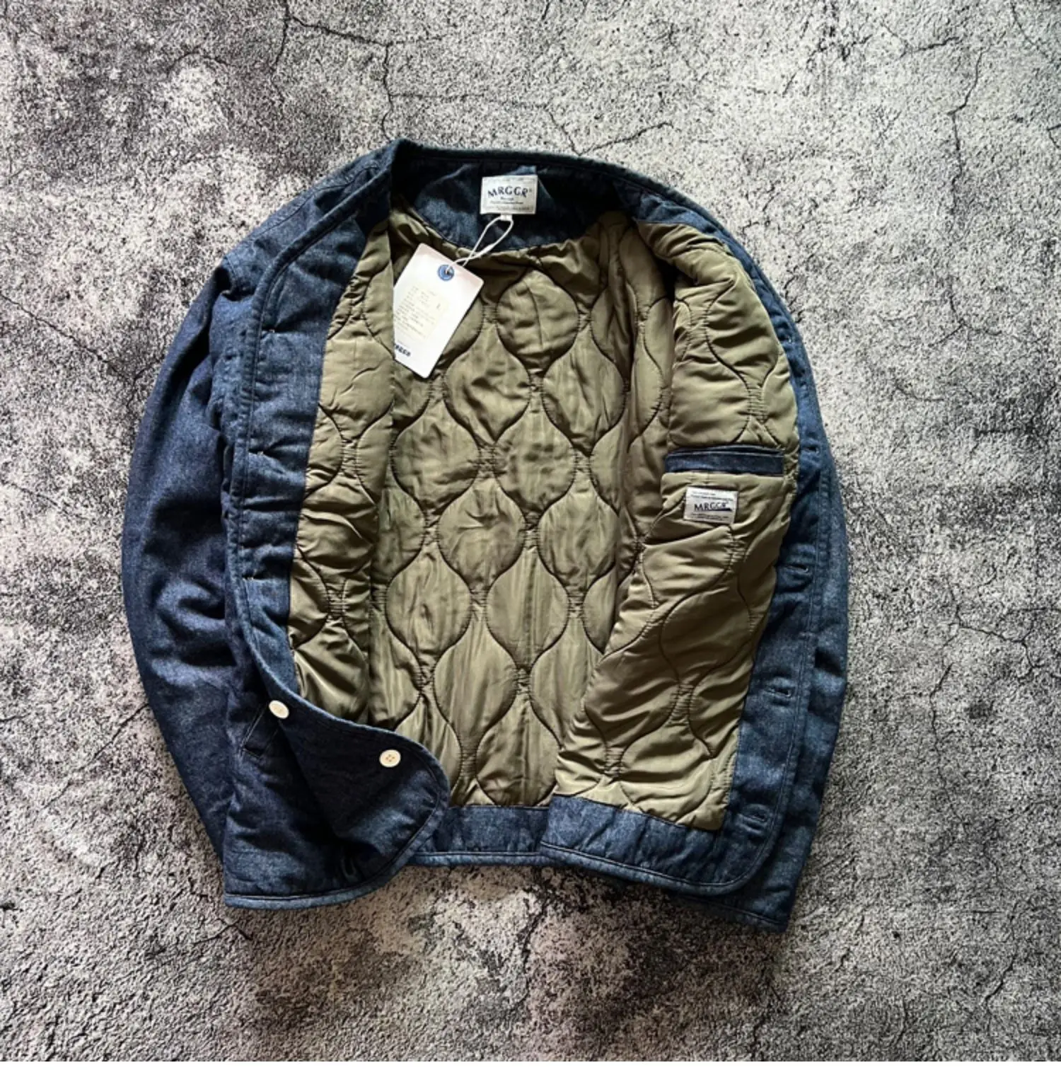 Japanese Retro Style Thickened Warm Autumn Winter Stand Up Collar Jackets Casual Versatile Denim Cotton Padded Coats for Men