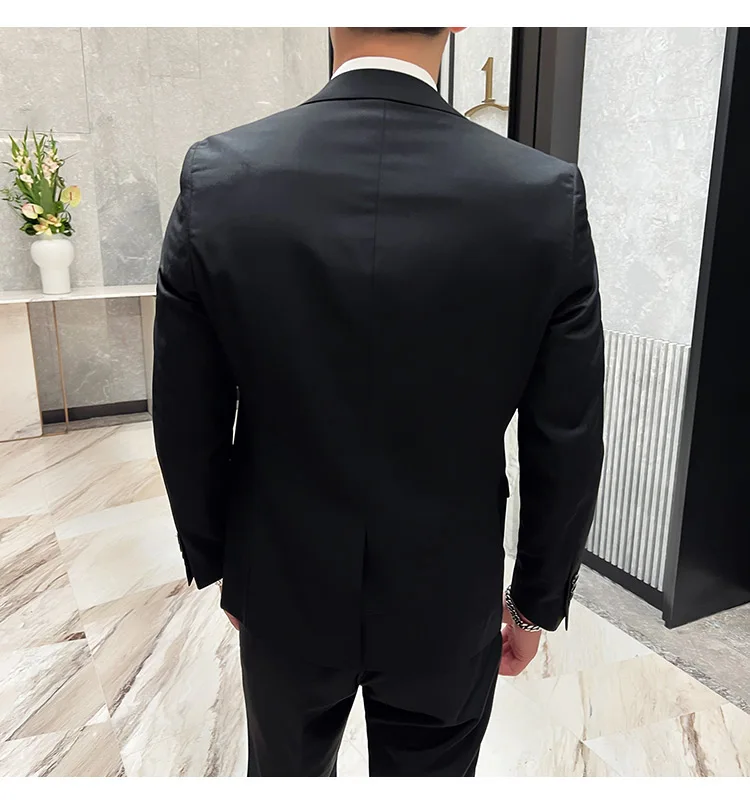 Men's High-Quality 3-Piece Business Casual Wedding Suit Vest Trousers Set Handsome Fashion Banquet Clothing S-6XL