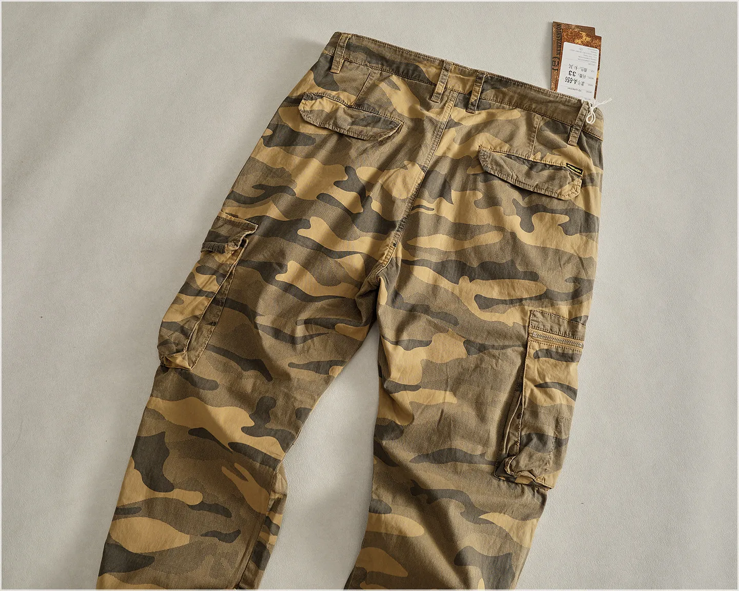 Autumn New American Retro Comfortable Camouflage Stretch Cargo Pants Men's Fashion Loose Multi-pocket Straight Casual Trousers