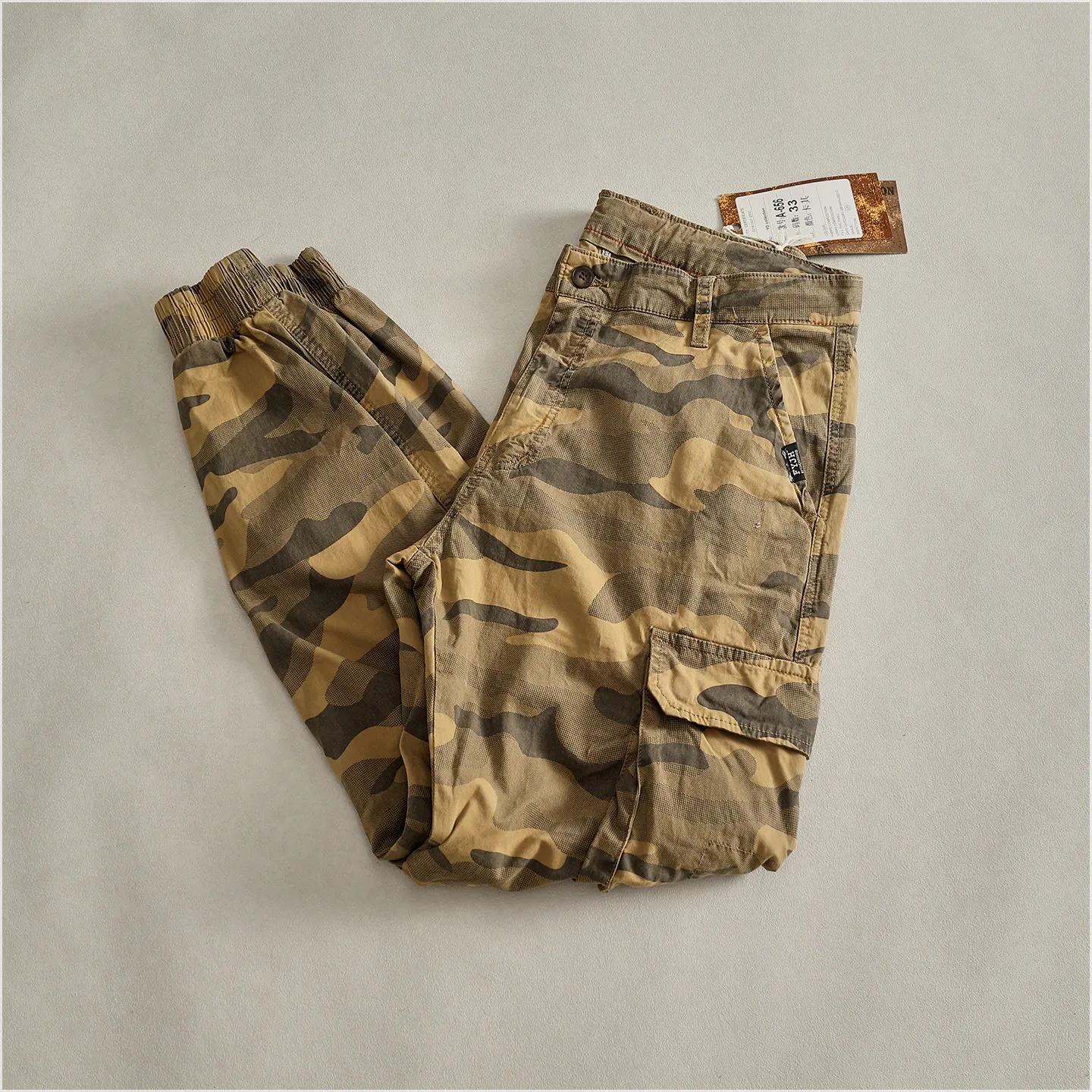 Autumn New American Retro Comfortable Camouflage Stretch Cargo Pants Men's Fashion Loose Multi-pocket Straight Casual Trousers