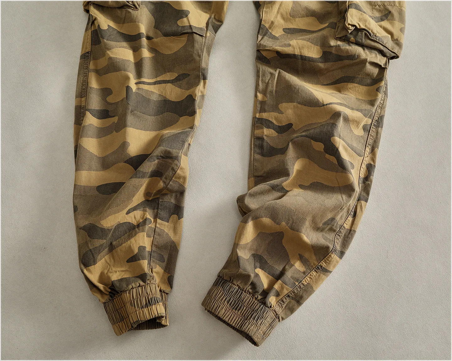 Autumn New American Retro Comfortable Camouflage Stretch Cargo Pants Men's Fashion Loose Multi-pocket Straight Casual Trousers