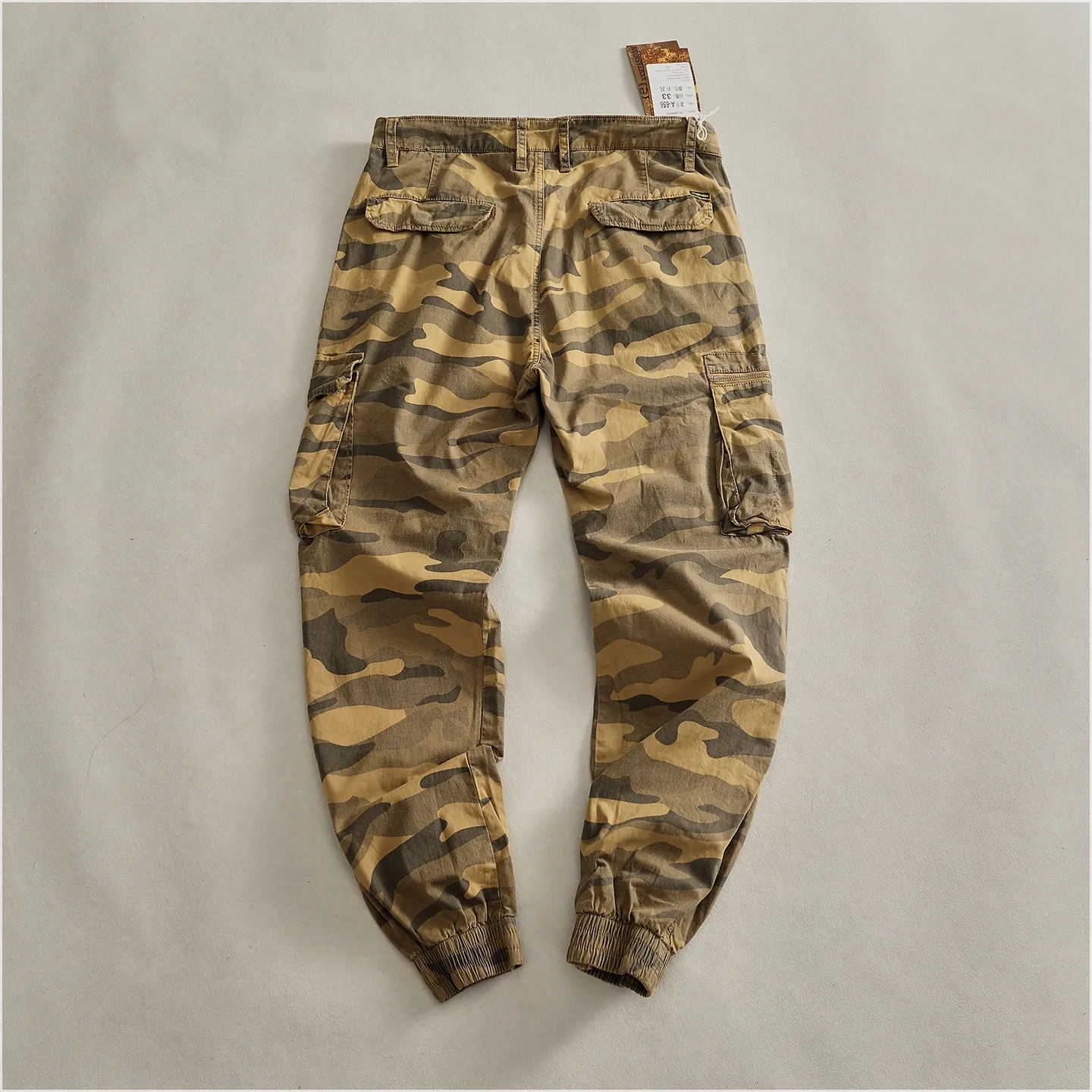 Autumn New American Retro Comfortable Camouflage Stretch Cargo Pants Men's Fashion Loose Multi-pocket Straight Casual Trousers
