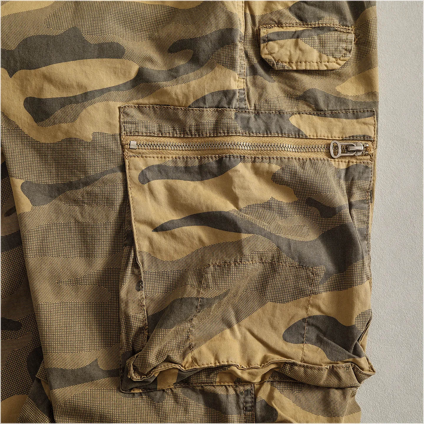 Autumn New American Retro Comfortable Camouflage Stretch Cargo Pants Men's Fashion Loose Multi-pocket Straight Casual Trousers