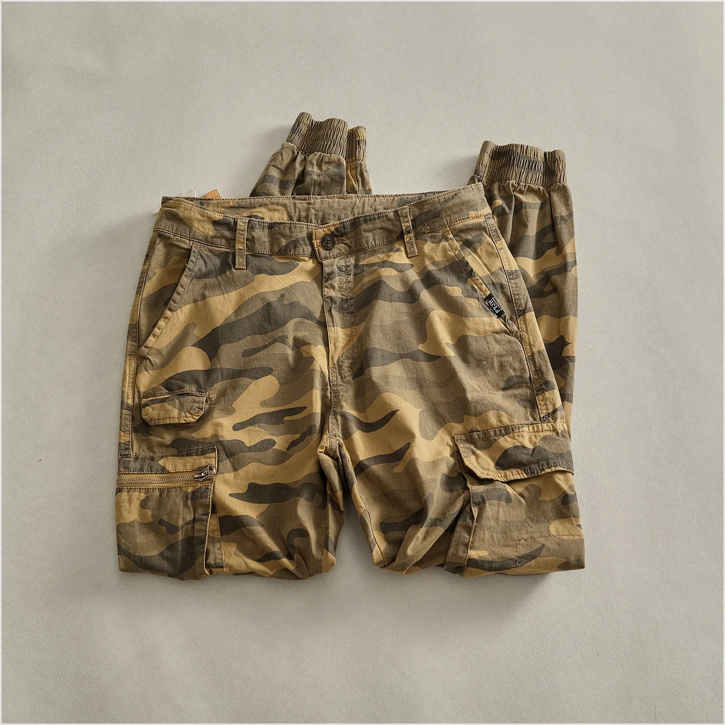 Autumn New American Retro Comfortable Camouflage Stretch Cargo Pants Men's Fashion Loose Multi-pocket Straight Casual Trousers