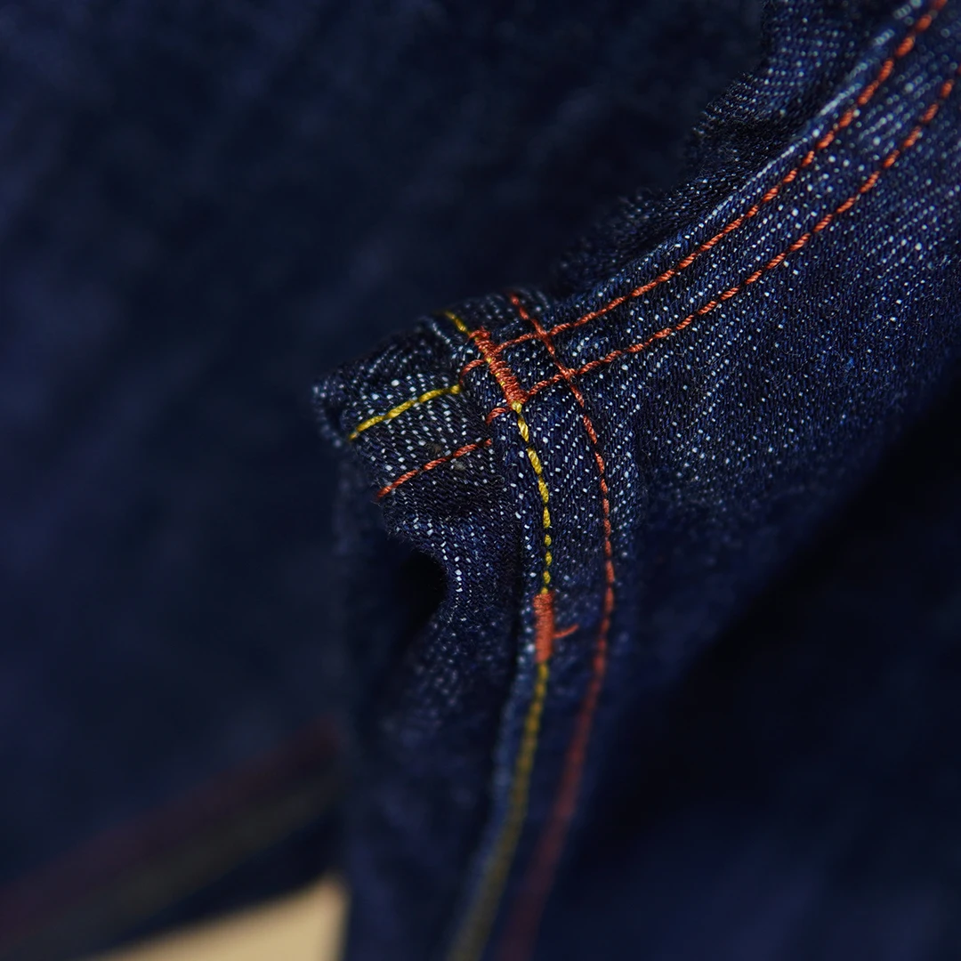 11oz 100% Cotton Red Selvedge Denim Jeans for Men Spring Summer Casual Slim Tapered Straight Leg Light Blue Washed Pants 5KM