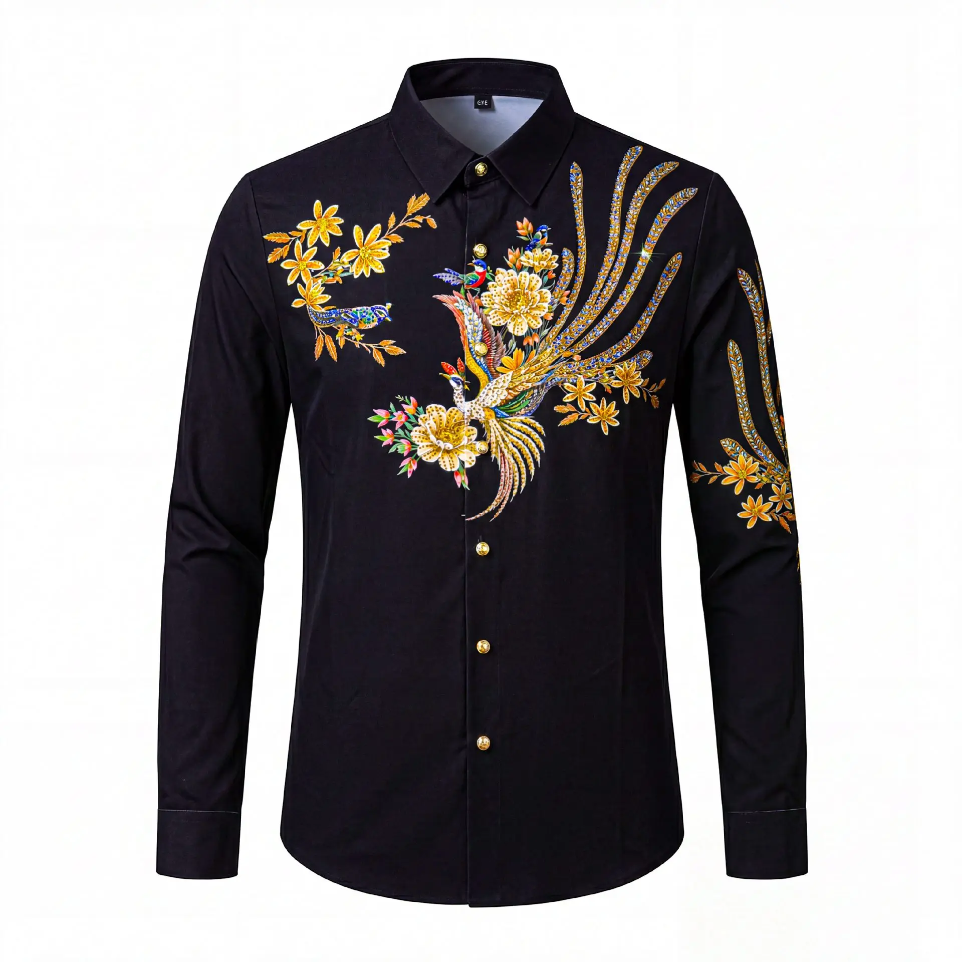 Chinese Style Men's Rhinestone Shirt Luxury Casual Business Formal Shirts Social Banquet Party Stage Performance Shirt M-5XL