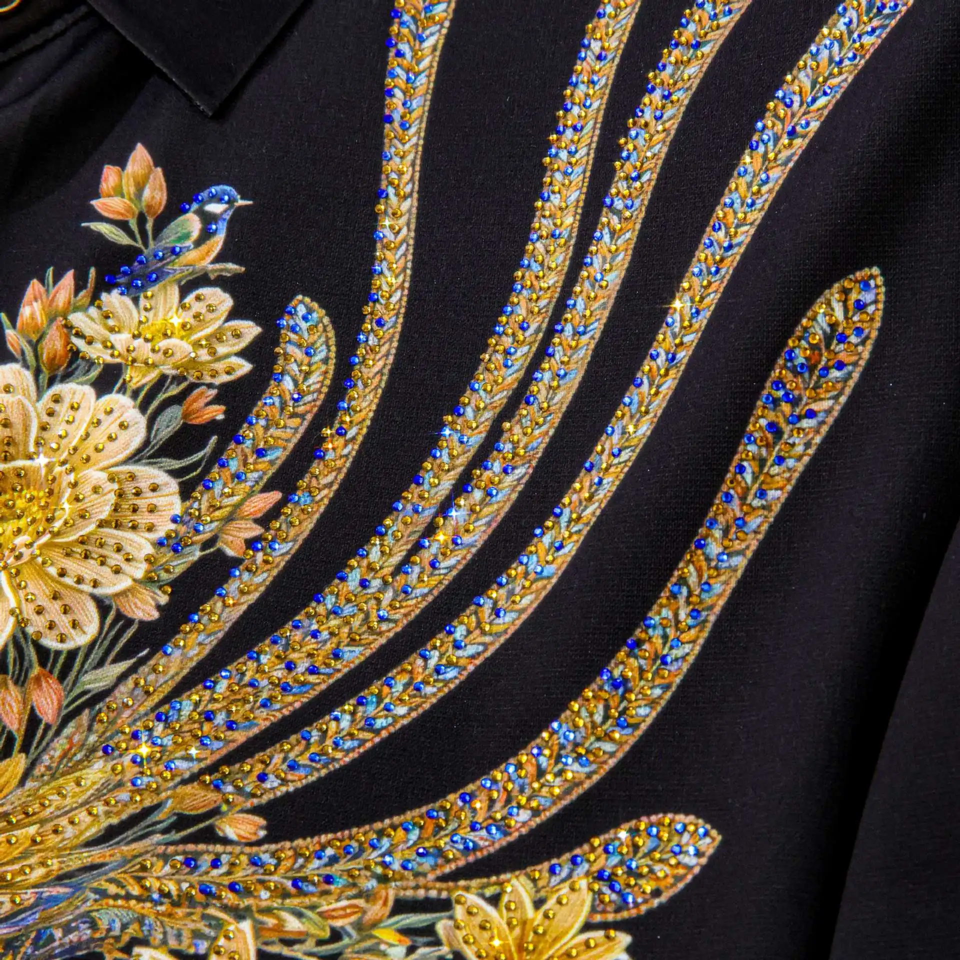 Chinese Style Men's Rhinestone Shirt Luxury Casual Business Formal Shirts Social Banquet Party Stage Performance Shirt M-5XL