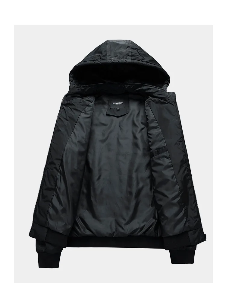 Autumn Mens Hooded Jacket Casual Thin Cotton-padded Windproof Sport Clothes for Men Removable Cap Outdoor Hoodies Coats