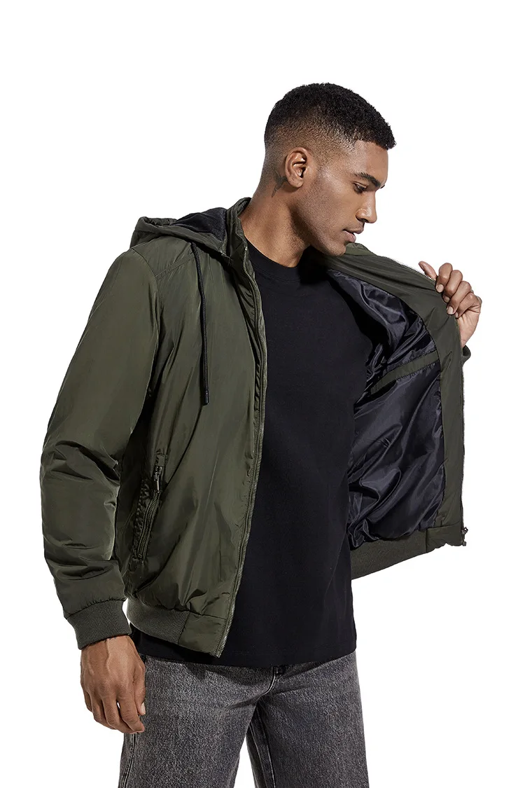 Autumn Mens Hooded Jacket Casual Thin Cotton-padded Windproof Sport Clothes for Men Removable Cap Outdoor Hoodies Coats
