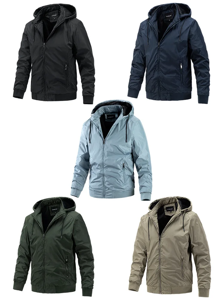 Autumn Mens Hooded Jacket Casual Thin Cotton-padded Windproof Sport Clothes for Men Removable Cap Outdoor Hoodies Coats