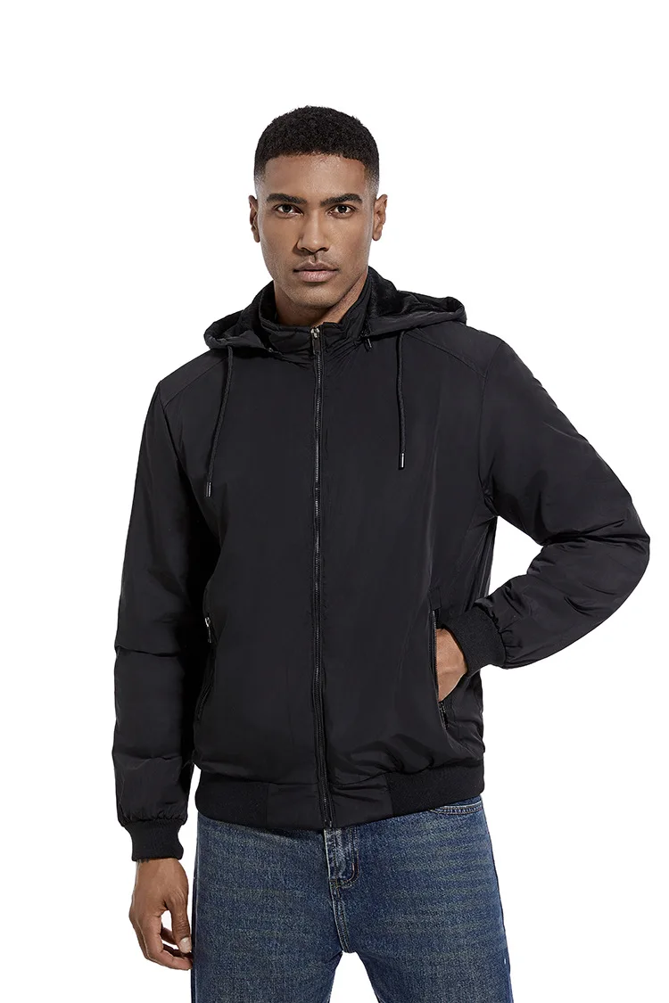 Autumn Mens Hooded Jacket Casual Thin Cotton-padded Windproof Sport Clothes for Men Removable Cap Outdoor Hoodies Coats