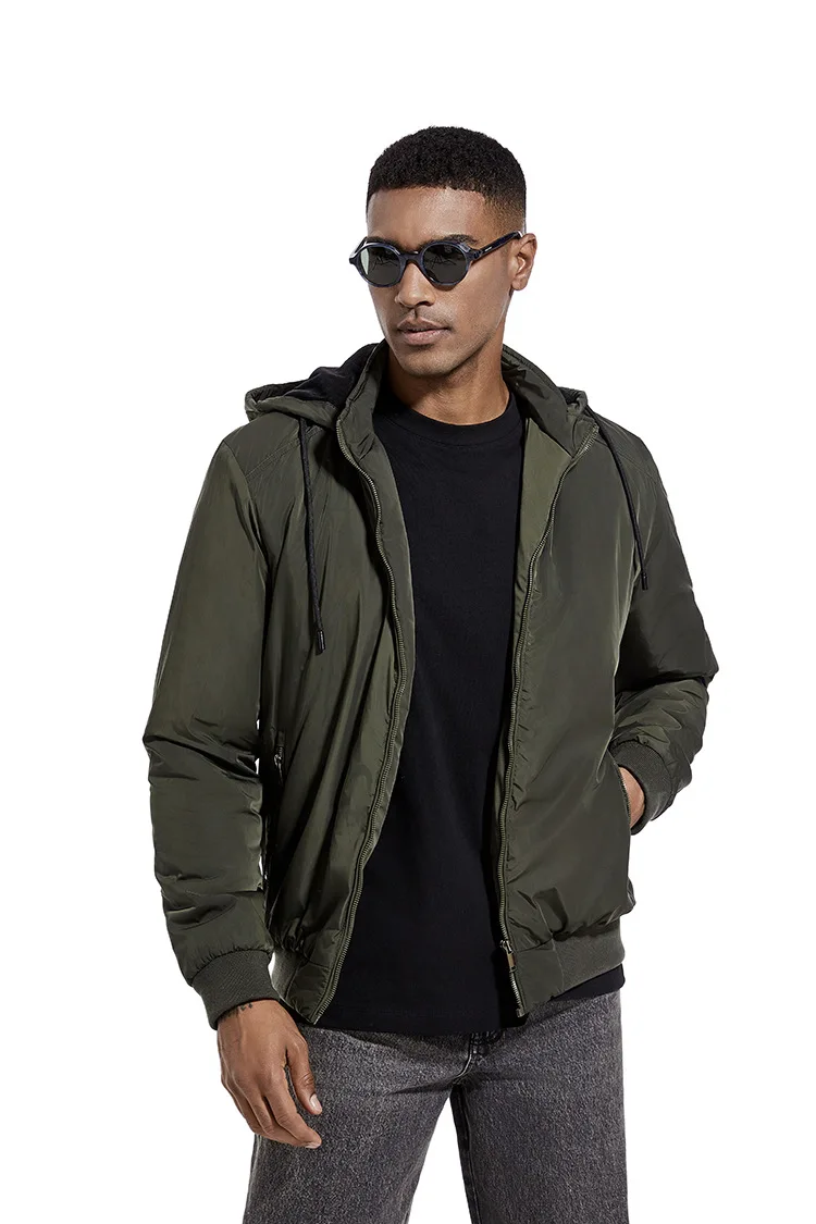 Autumn Mens Hooded Jacket Casual Thin Cotton-padded Windproof Sport Clothes for Men Removable Cap Outdoor Hoodies Coats
