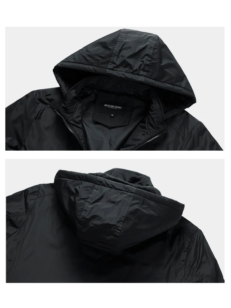 Autumn Mens Hooded Jacket Casual Thin Cotton-padded Windproof Sport Clothes for Men Removable Cap Outdoor Hoodies Coats
