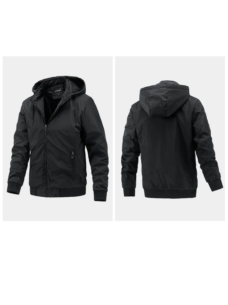 Autumn Mens Hooded Jacket Casual Thin Cotton-padded Windproof Sport Clothes for Men Removable Cap Outdoor Hoodies Coats