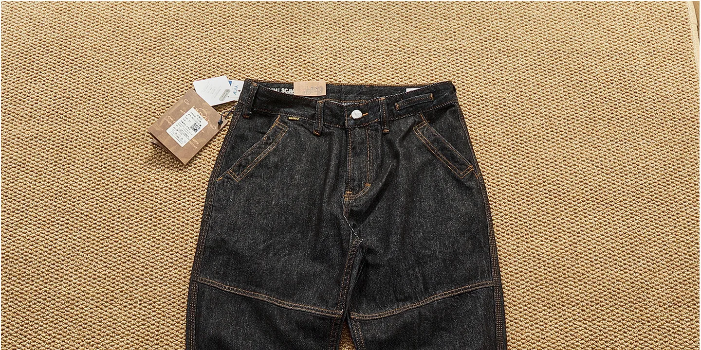 2025 Autumn New American Retro Heavyweight 3D cutting High-end Comfort Denim Men's Fashion Washed Straight Casual Tapered Jeans
