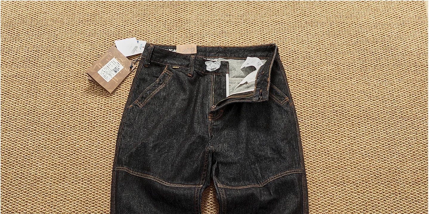 2025 Autumn New American Retro Heavyweight 3D cutting High-end Comfort Denim Men's Fashion Washed Straight Casual Tapered Jeans