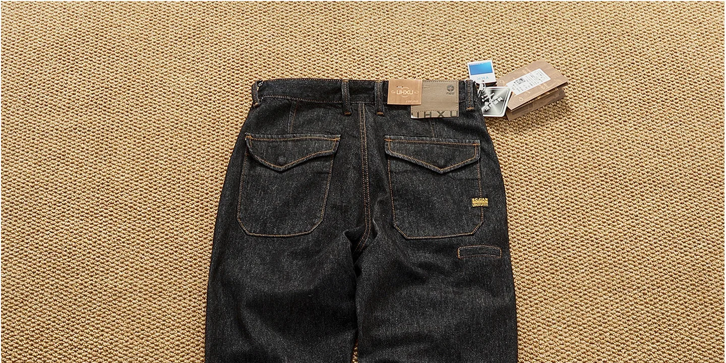2025 Autumn New American Retro Heavyweight 3D cutting High-end Comfort Denim Men's Fashion Washed Straight Casual Tapered Jeans