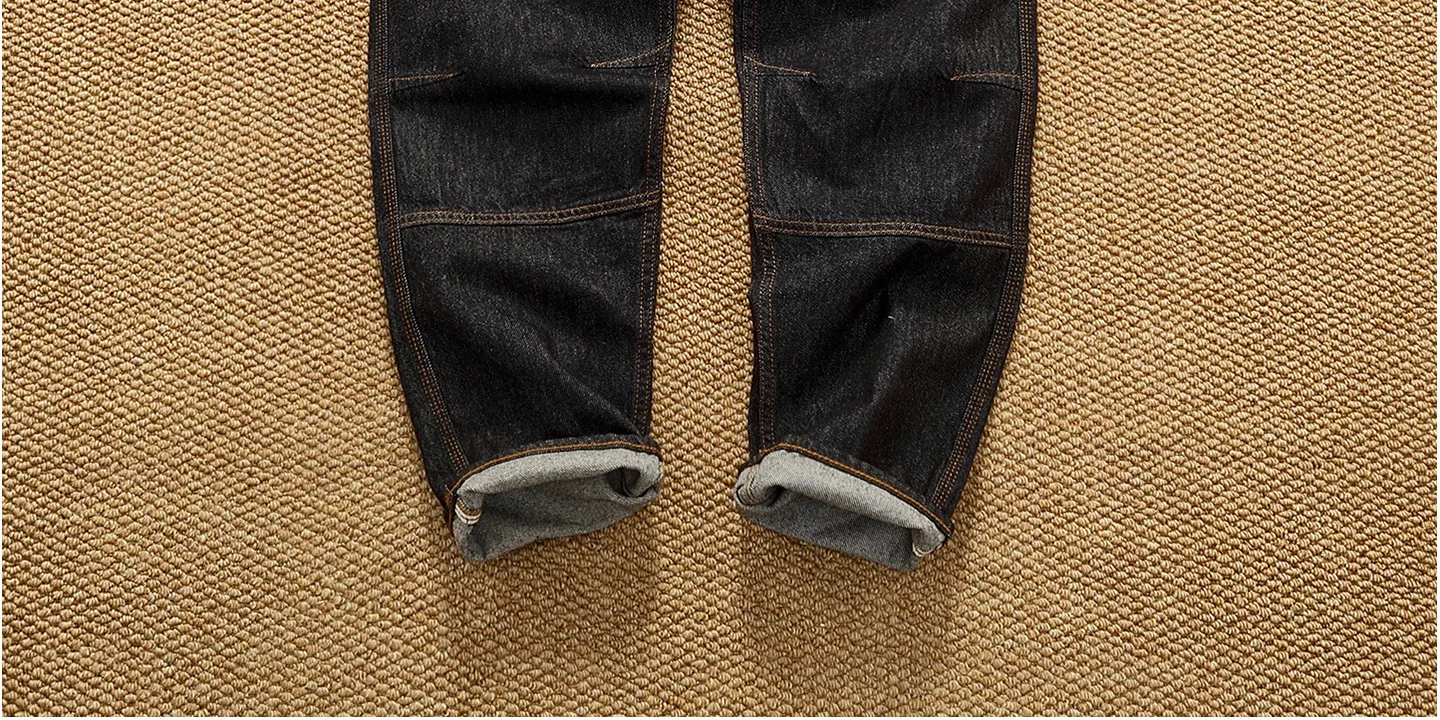 2025 Autumn New American Retro Heavyweight 3D cutting High-end Comfort Denim Men's Fashion Washed Straight Casual Tapered Jeans