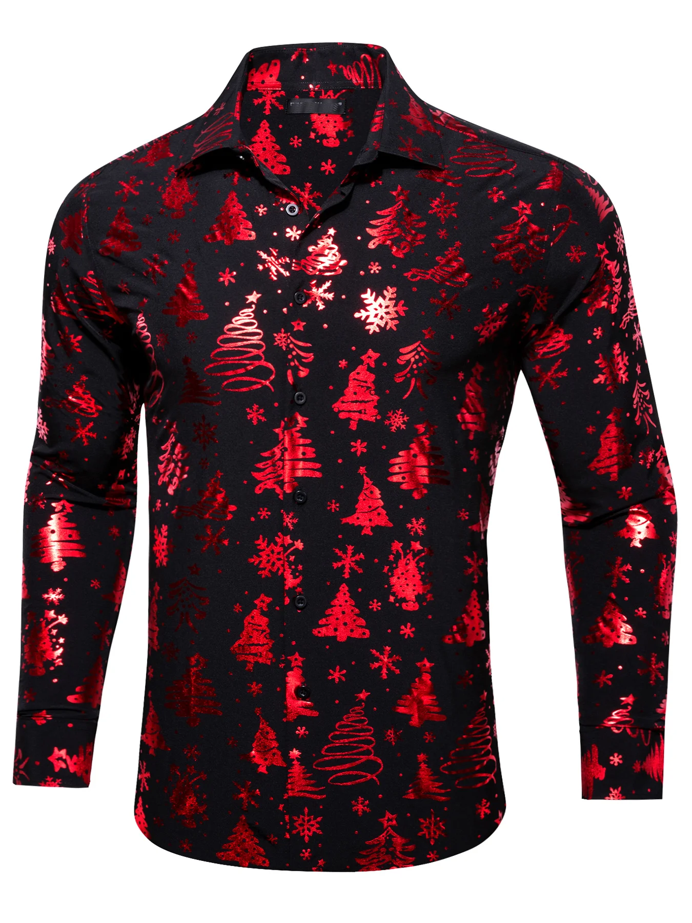 Christmas Theme Men's Golden Christmas Tree 3D Printed Formal Shirts Christmas Graphic Long Sleeve Shirt Fashion Men's Shirts