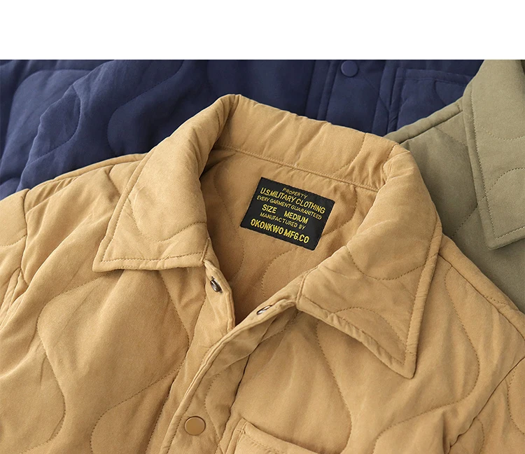 Winter New American Retro Long Sleeve Lapel Cotton-padded Cargo Jacket Men's Simple Thick Inner Liner Casual Multi-pocket Coat