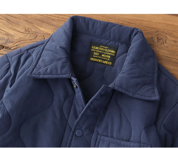 Winter New American Retro Long Sleeve Lapel Cotton-padded Cargo Jacket Men's Simple Thick Inner Liner Casual Multi-pocket Coat