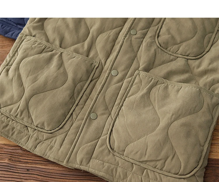 Winter New American Retro Long Sleeve Lapel Cotton-padded Cargo Jacket Men's Simple Thick Inner Liner Casual Multi-pocket Coat